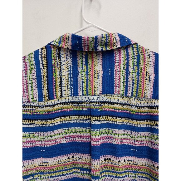 Relativity Womens Blouse Top XL Colorful Rainbow Striped Long Sleeve BOHO - Picture 7 of 8